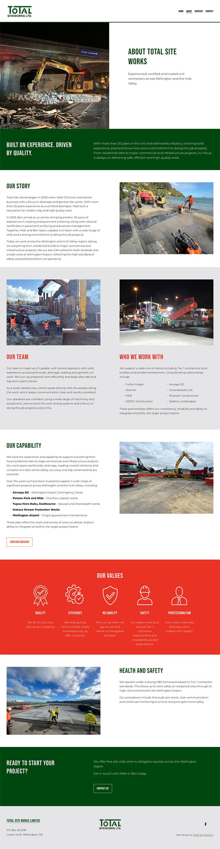 Construction web design on screen