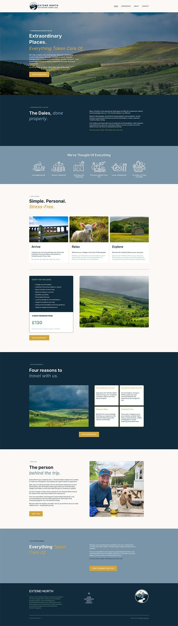 Bespoke travel website on screen