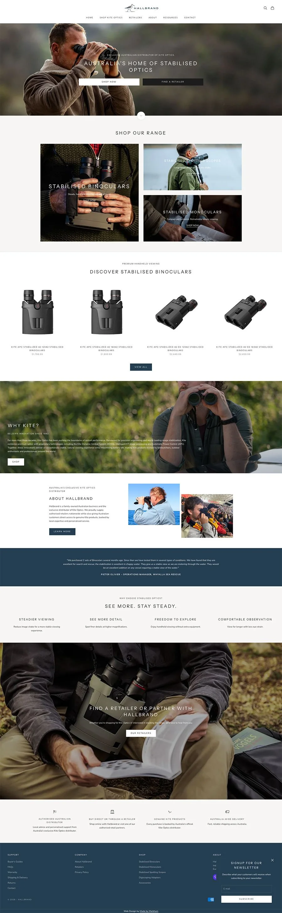 Shopify website design for optics store