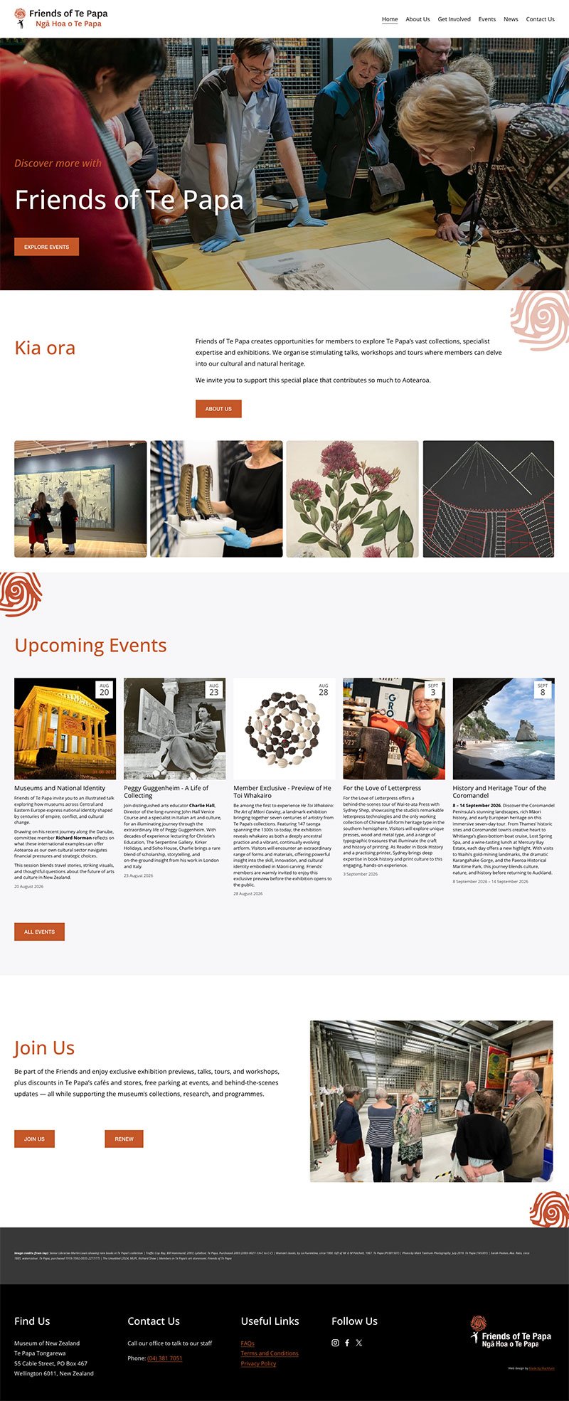 Not for profit events page design for website