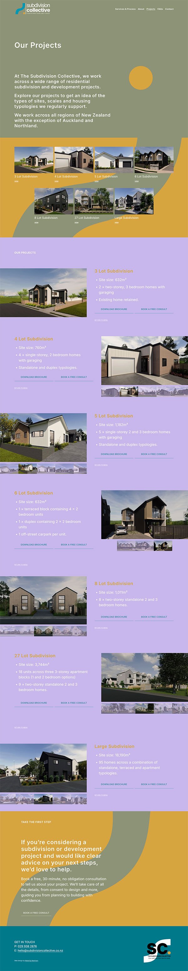 Building company project portfolio page