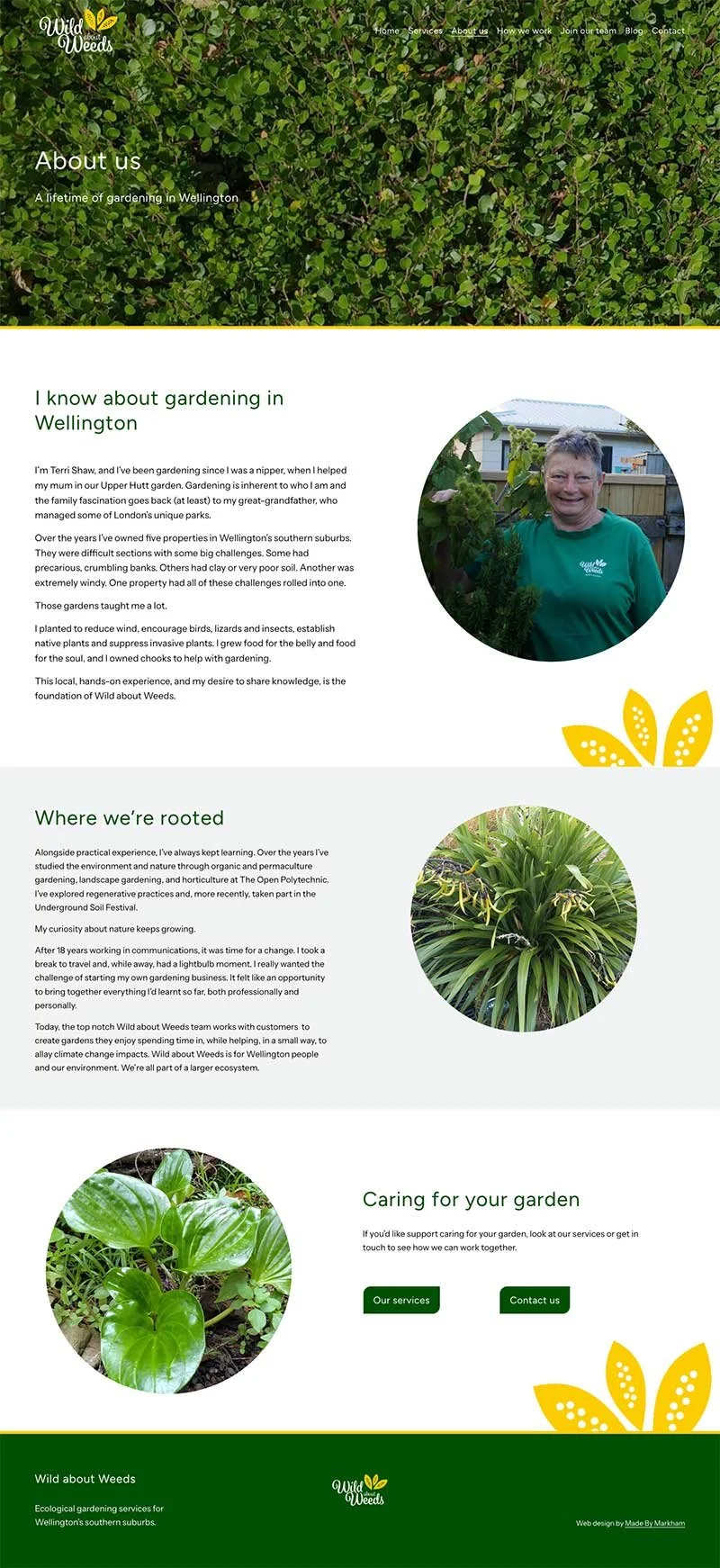Bright and colourful website design for gardening website nz