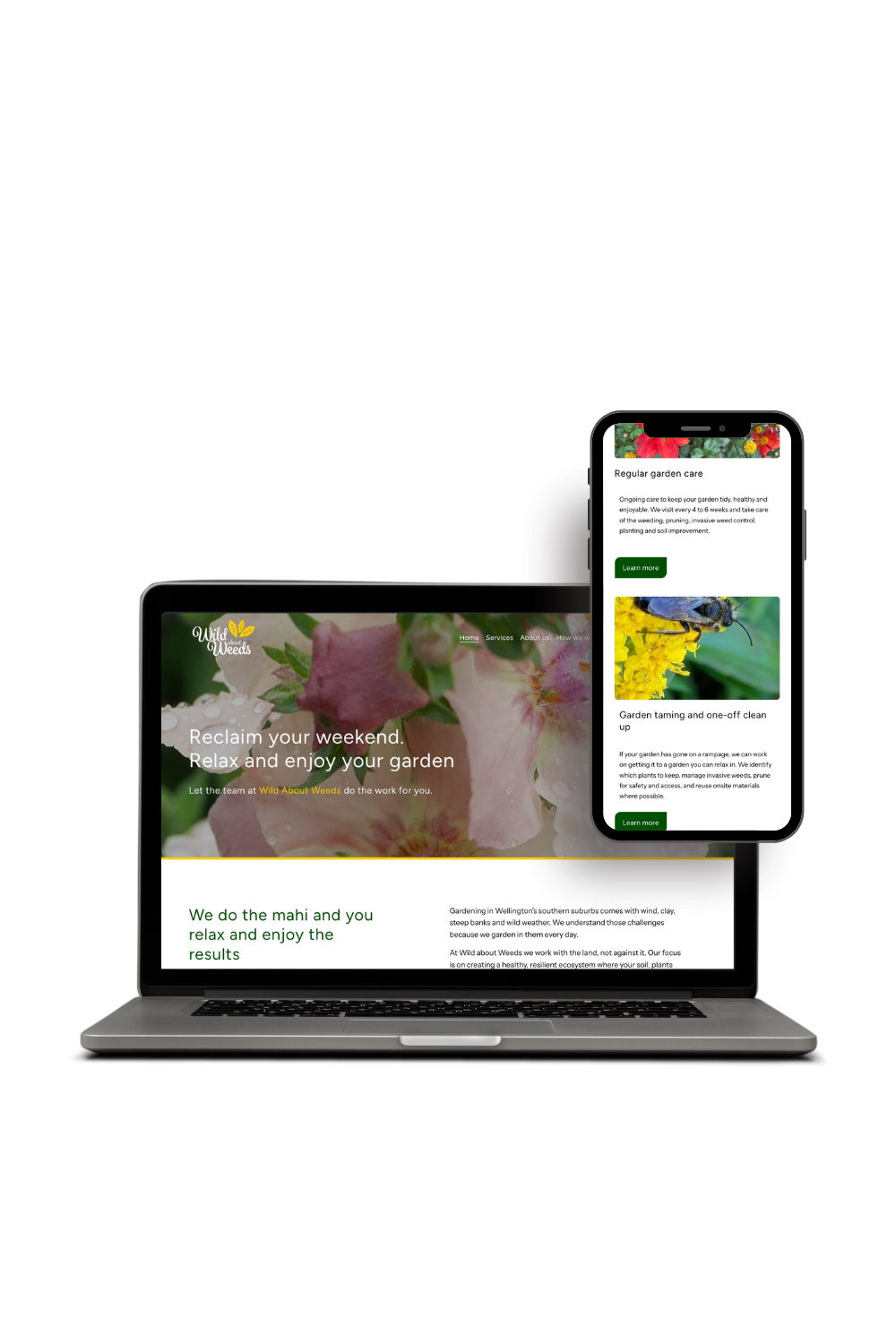 Gardening website on screens
