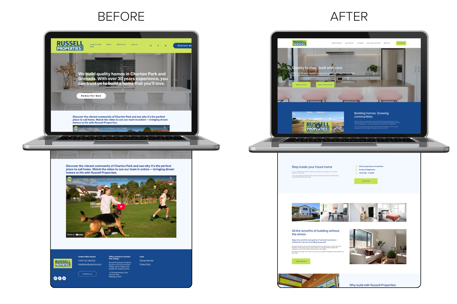 Before & After: Squarespace Web Designer Full Site Rebuild for Russell Properties