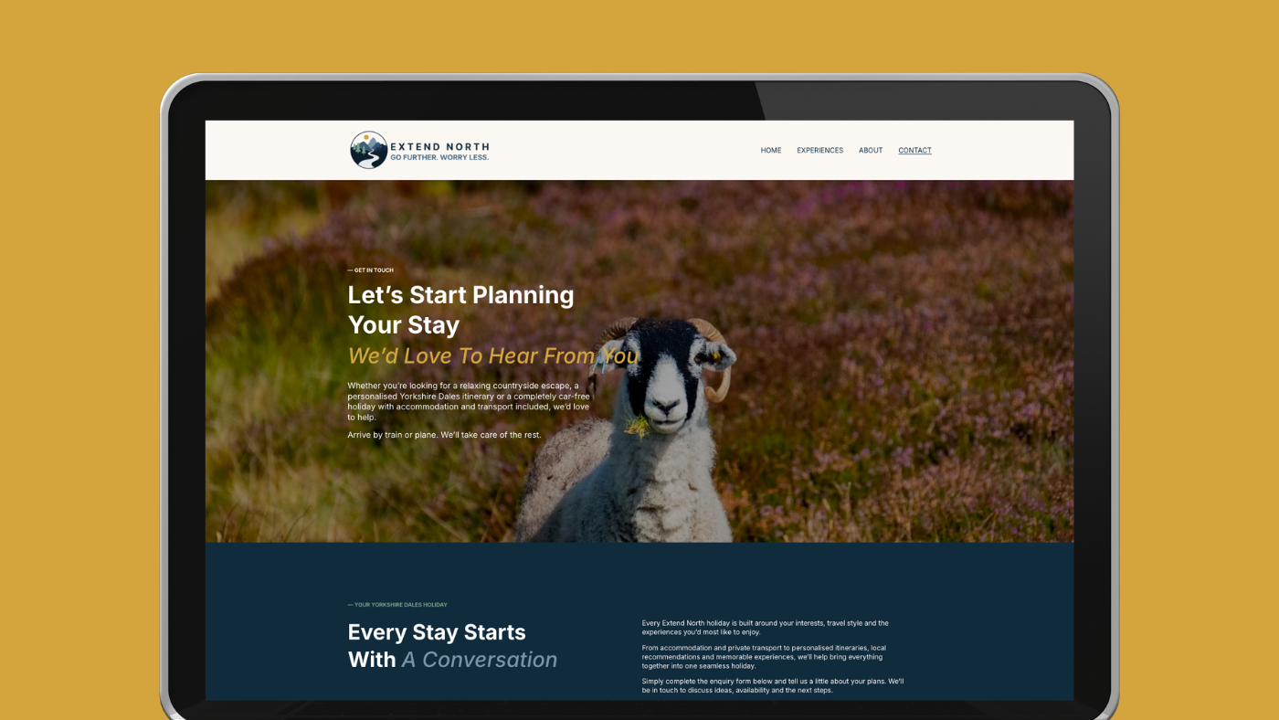 Holiday tour website yorkshire dales UK website design