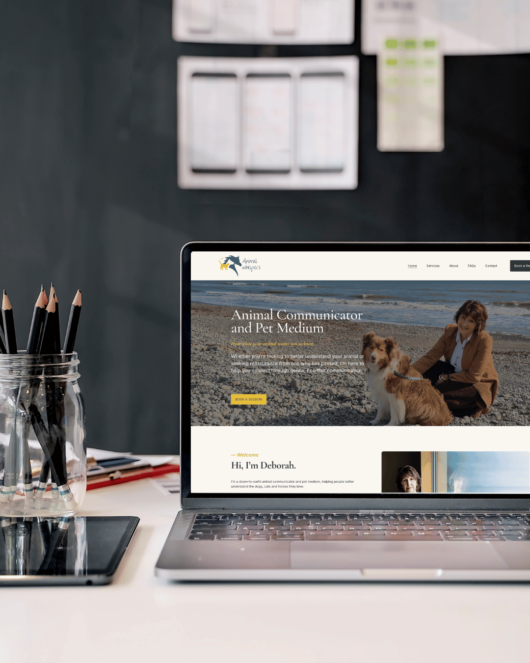 Animal Whispers website on screen