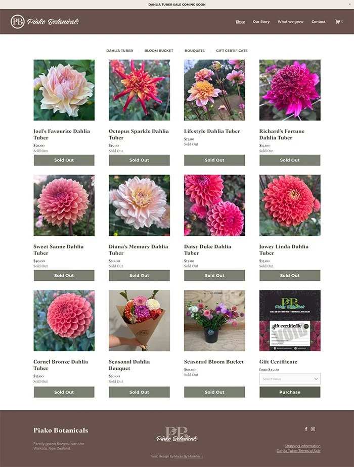 Ecommerce website for flower grower NZ