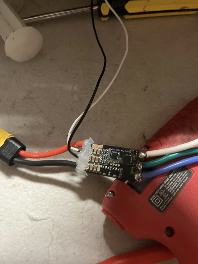 Hot glue over ESC 1