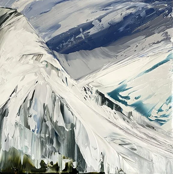 view from Studio, oil, alkyd, cold wax on canvas 16""x16"