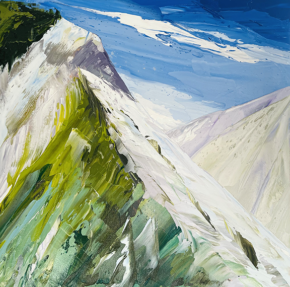 view from Studio, oil, alkyd, cold wax on canvas 16""x16"