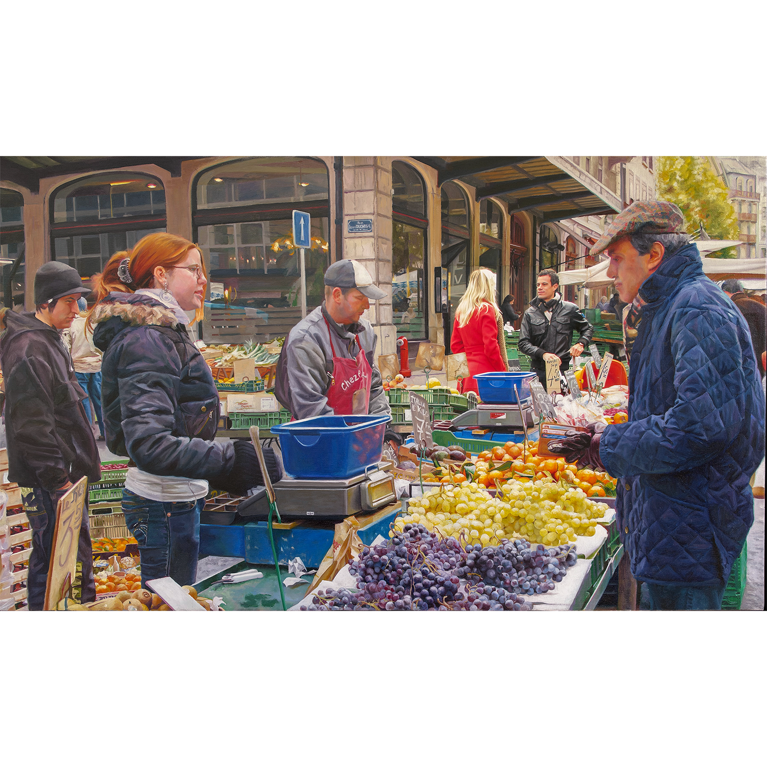 Geneva Market, oil & alkyd on canvas, 26 x 44 in., $8,000