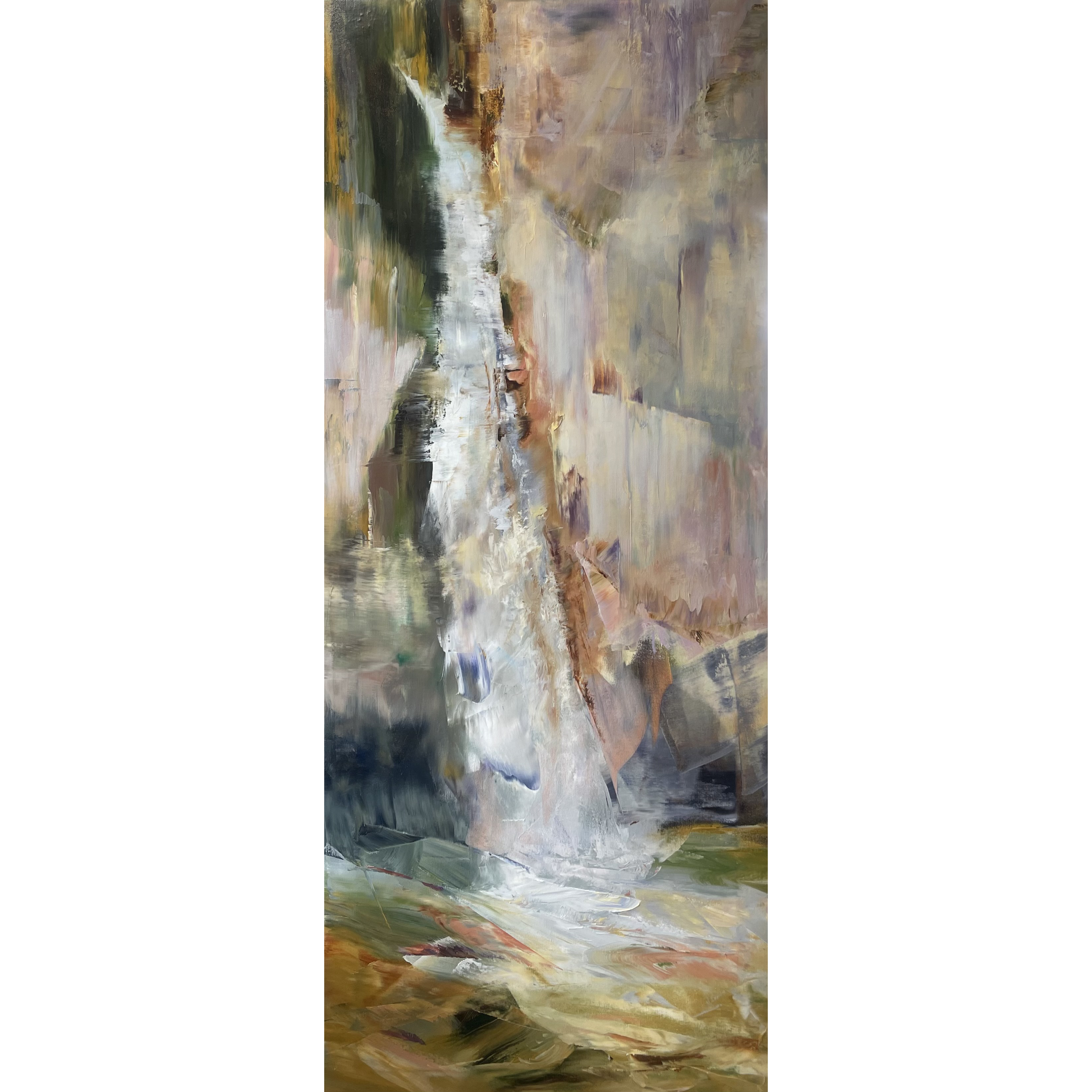 Suspended Fall, oil & cold wax on canvas, 58 x 24 in. SOLD
