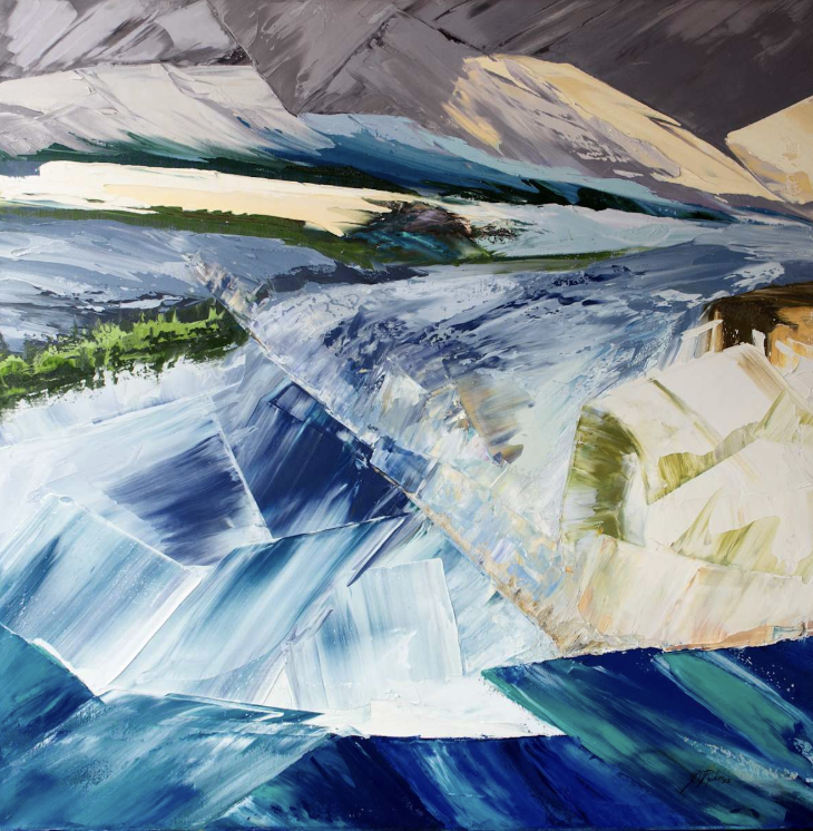 Conditions: Surge, oil & cold wax on canvas, 40 x 40 in. $7,000