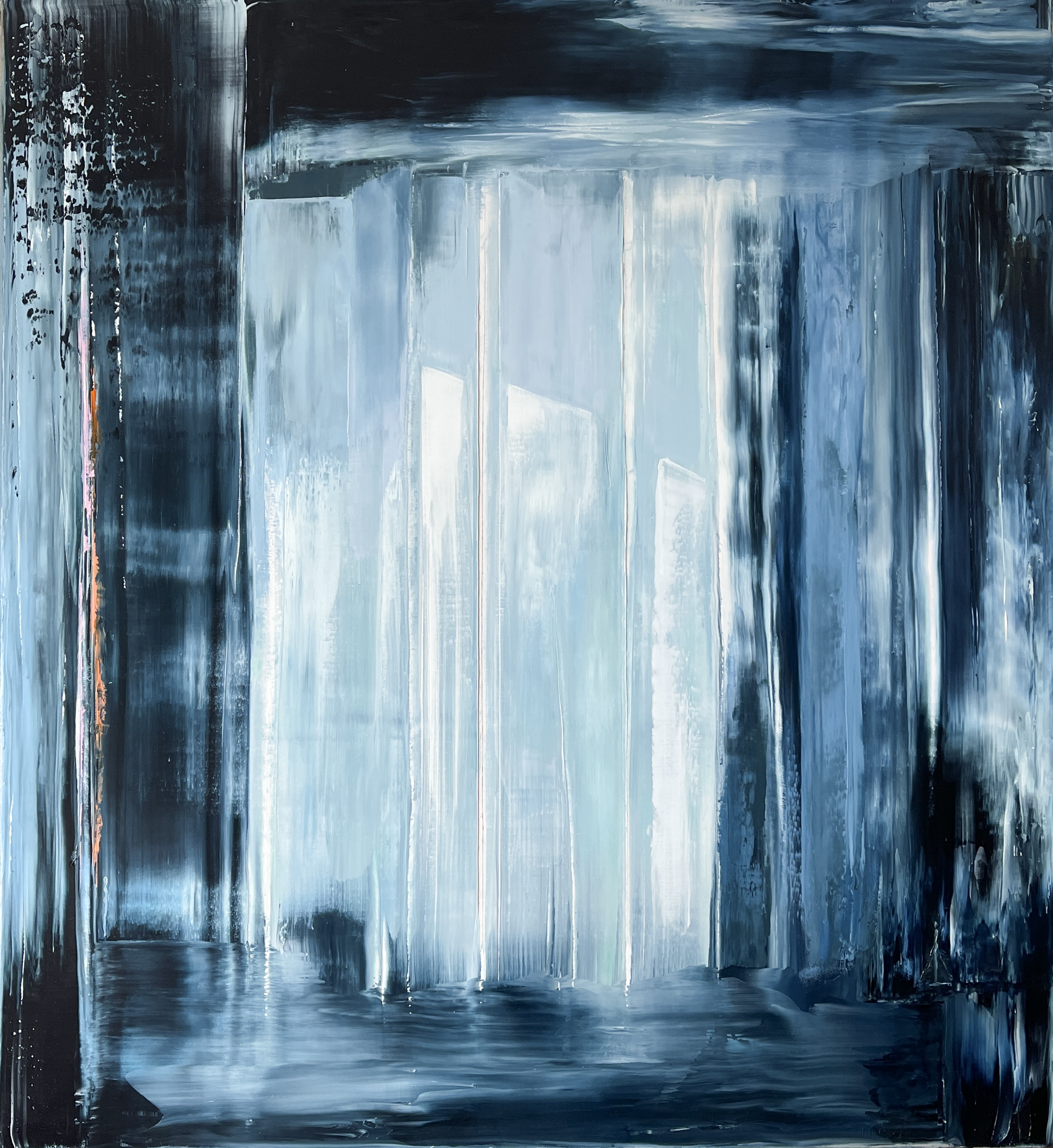 #37, oil, alkyd, cold wax 44x40 in.
