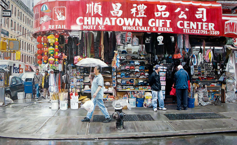 Chinatown, oil on canvas, 26 x 44 in. $7,000
