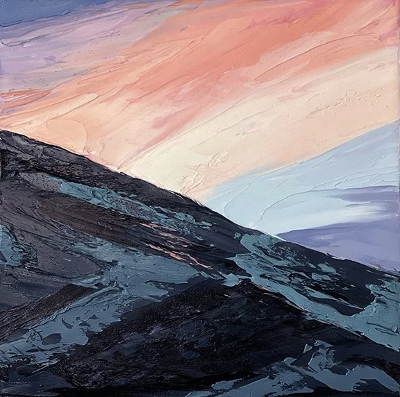 Sunrise Edwards, alkyd, cold wax on canvas 16""x16"