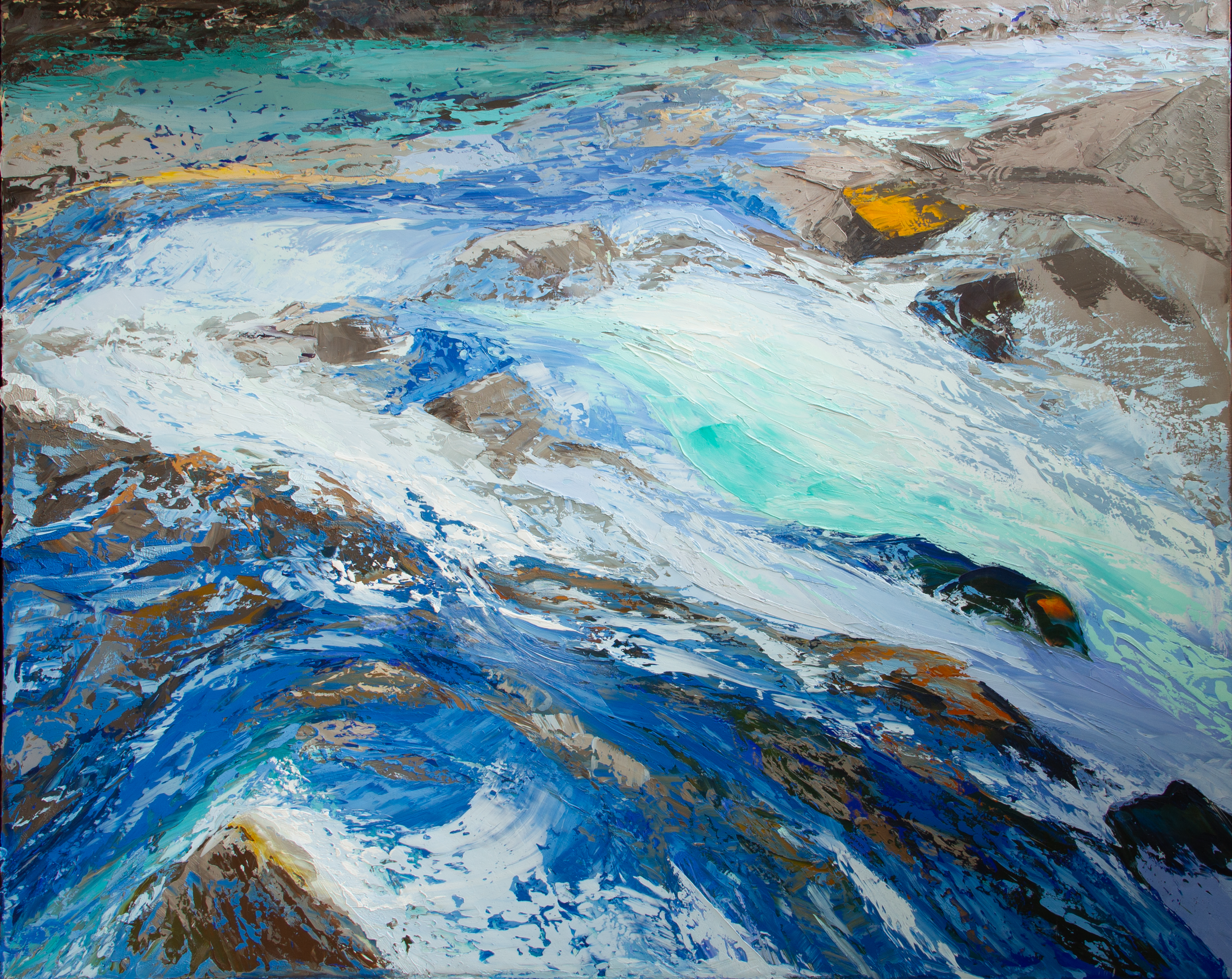 Eagle River II
Oil, cold wax, and alkyd resin on canvas
40 × 60 in.