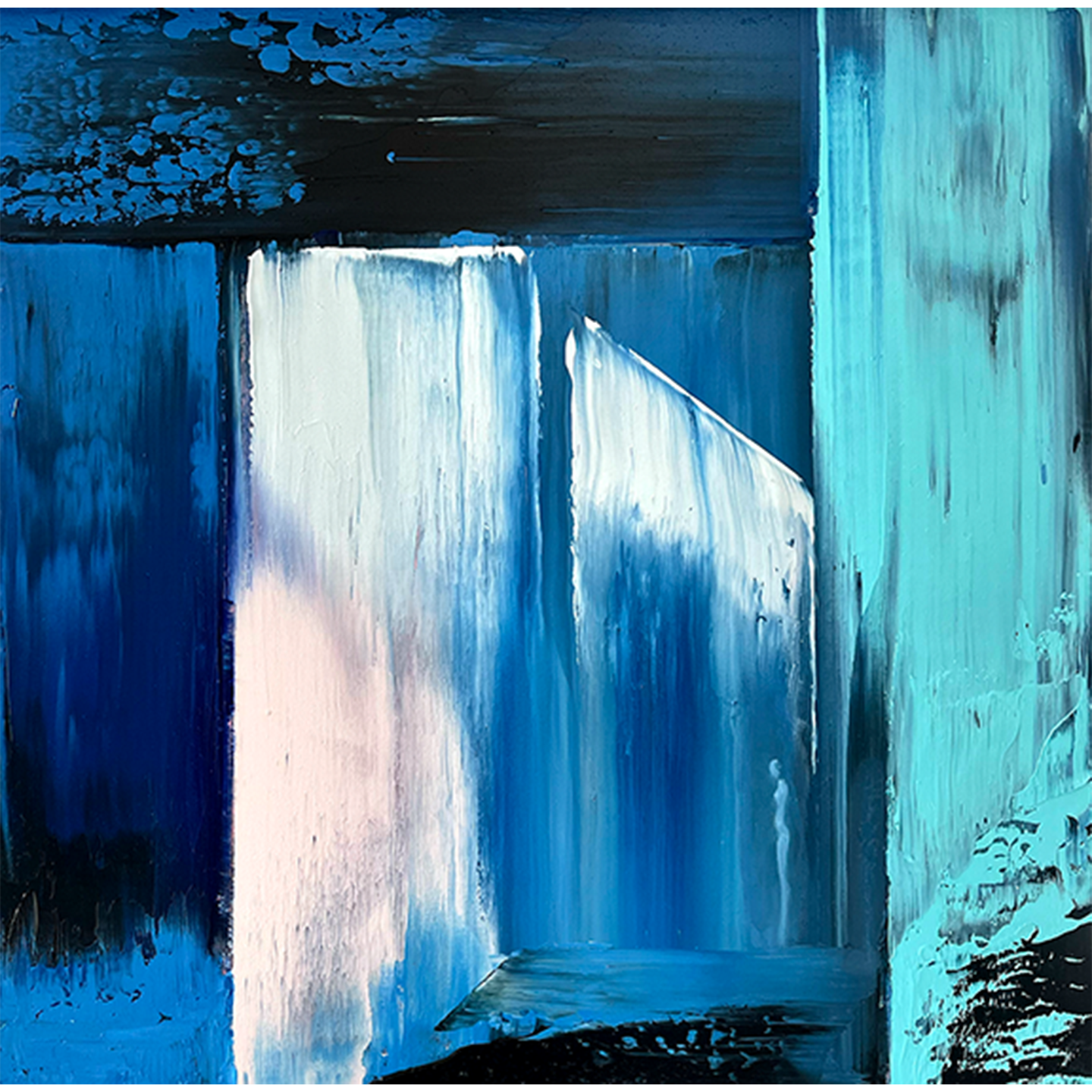#43, oil, alkyd, cold wax 16x16 in.
