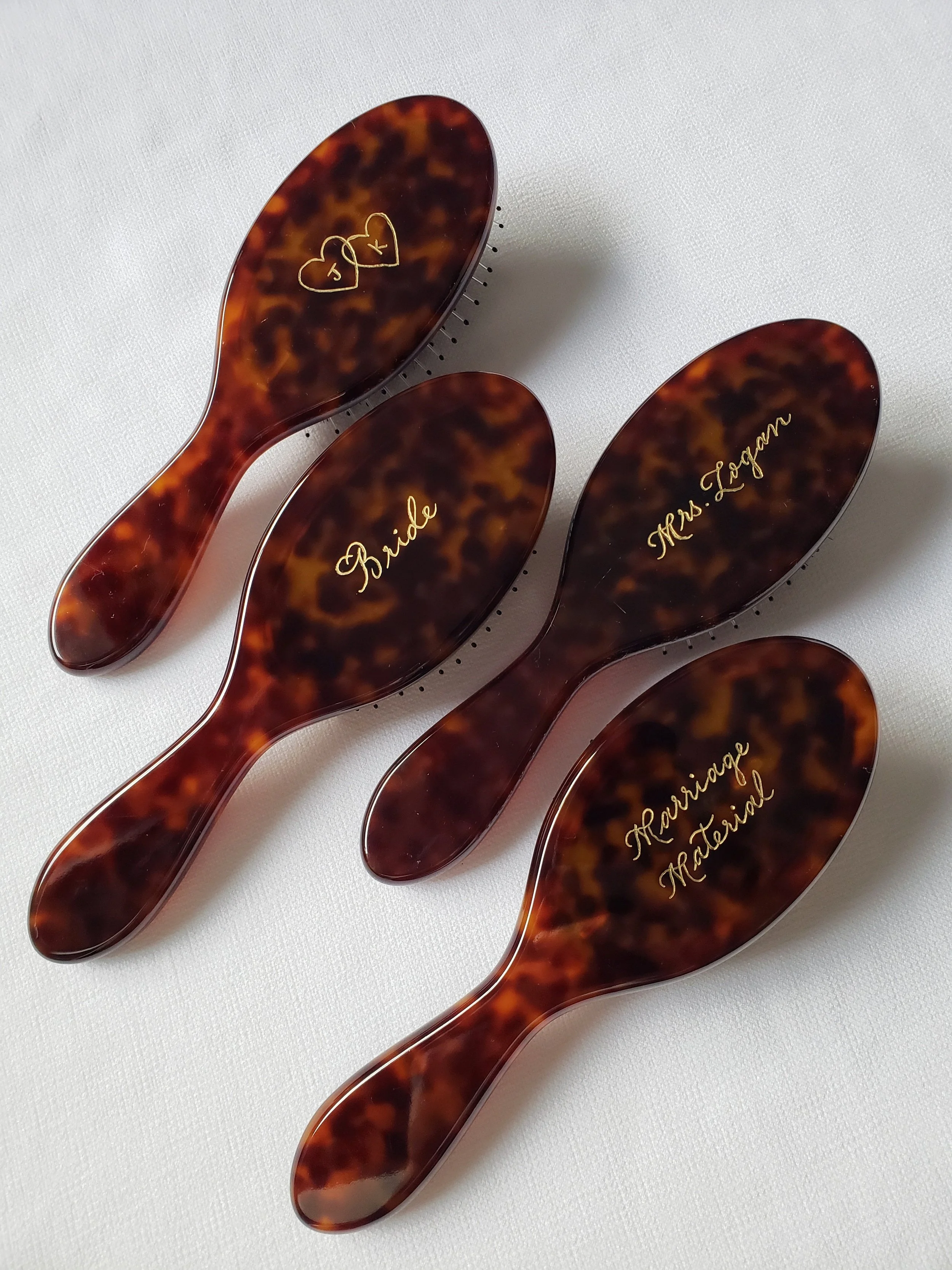 bridal personalization on hair brushes for bridal party gifting