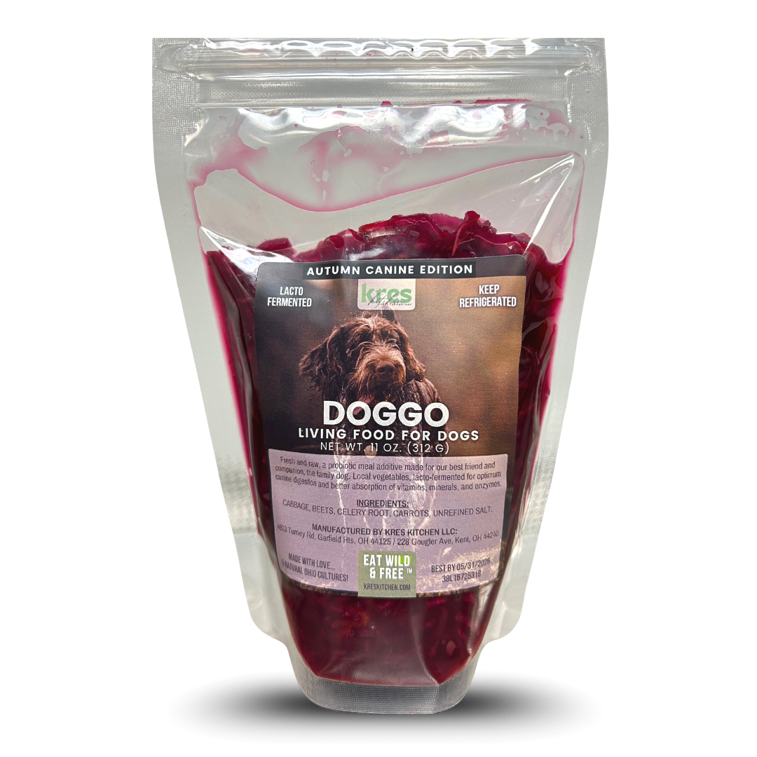 Kres Kitchen DOGGO Furment, full standup pouch with label.