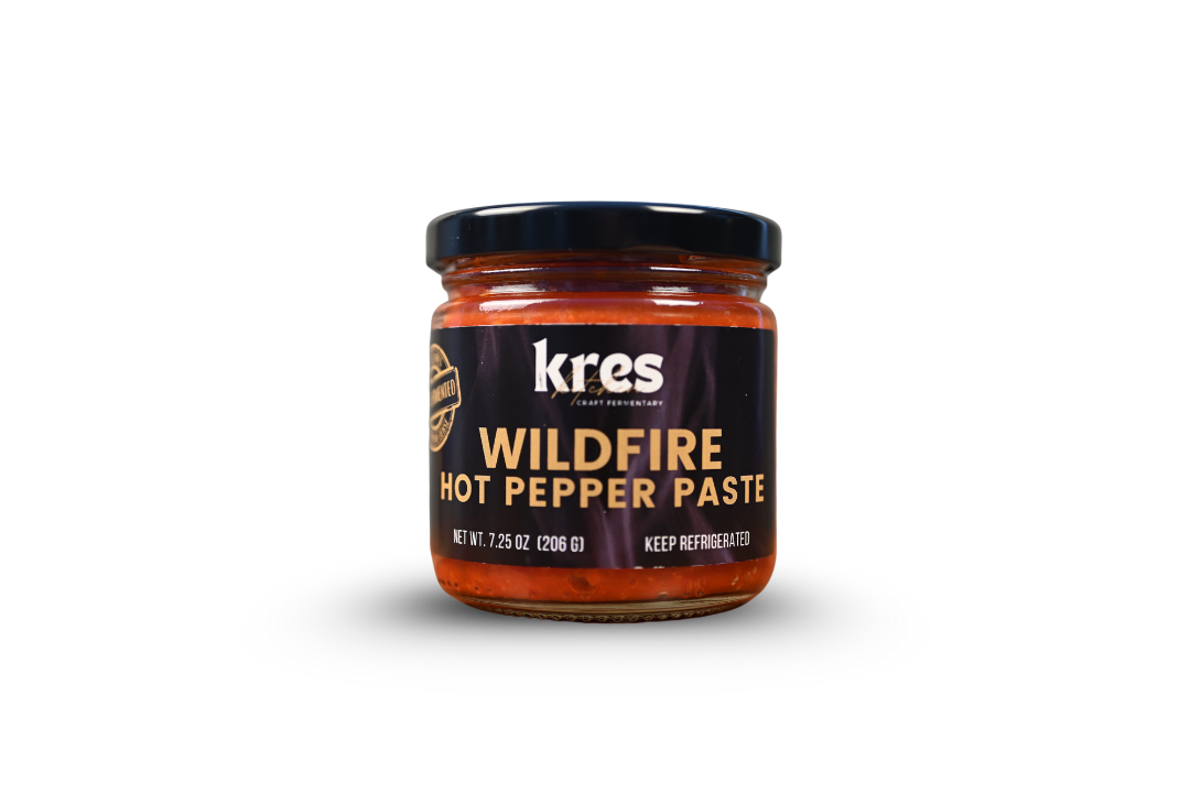 Kres Kitchen Wildfire Hot Pepper Paste, full jar with label. 