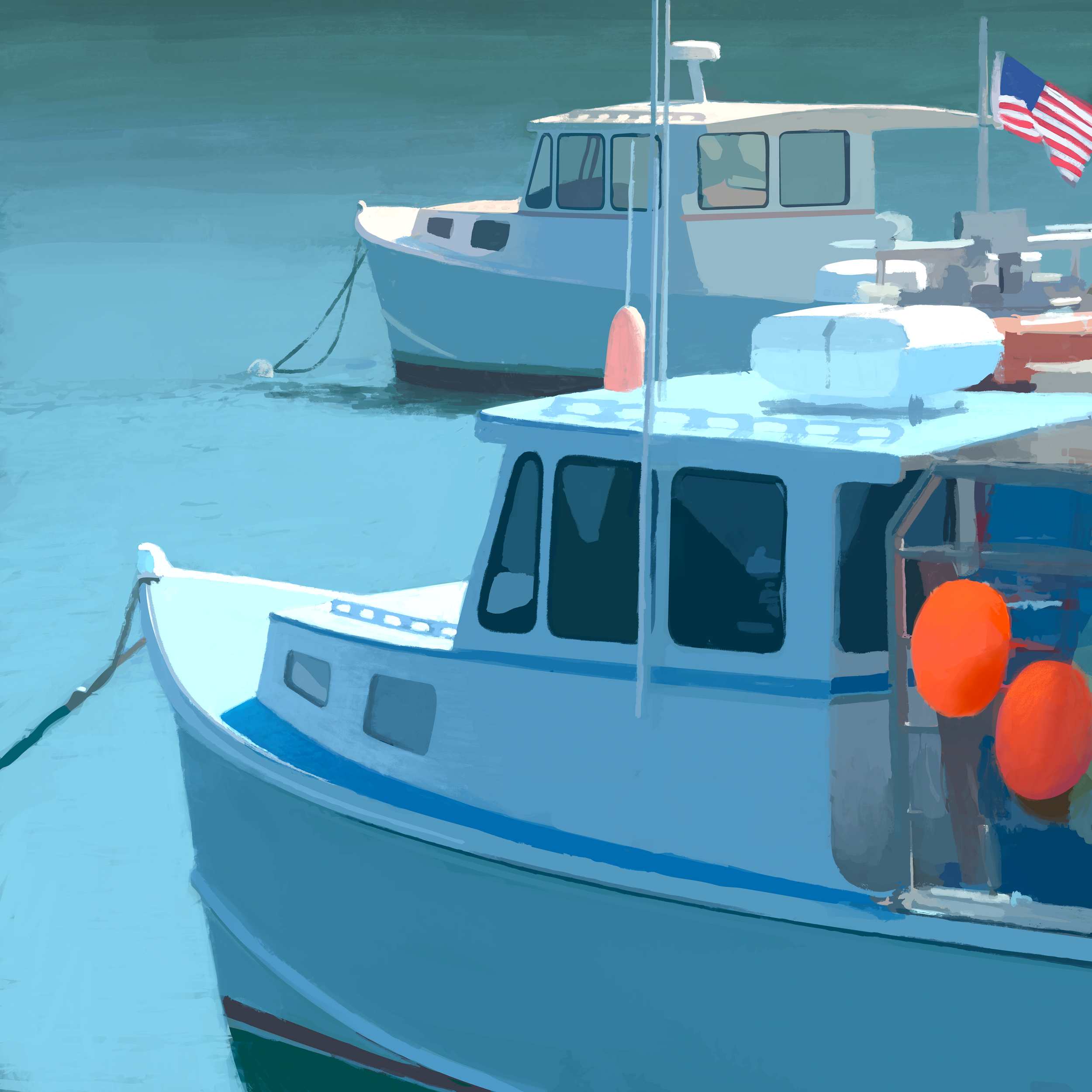  Mooring Lines  
2026 
21 x 21 in 
Mixed digital media 
Archival pigment print 
Limited edition of 20 