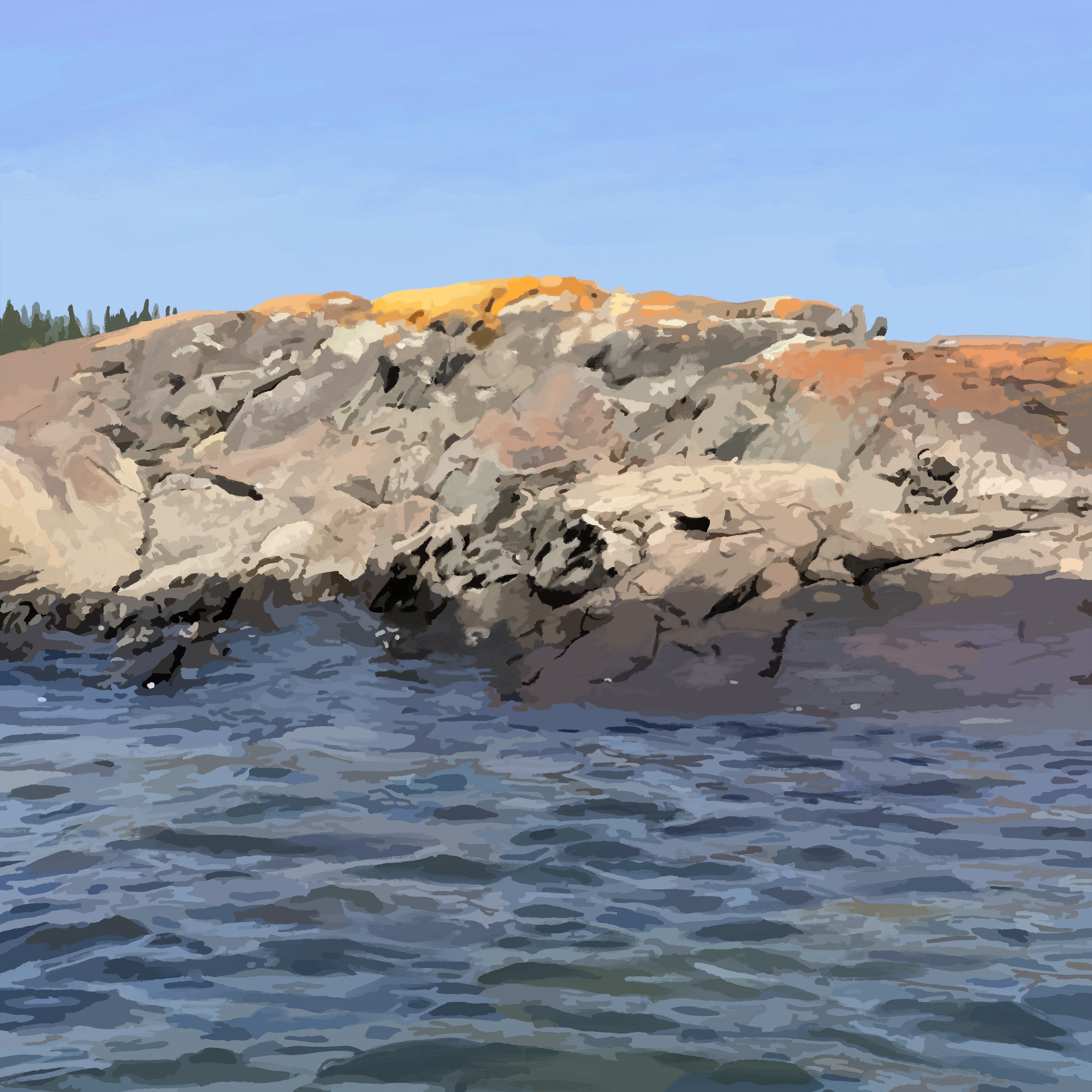 Sandy Cove  
2026 
21 x 21 in 
Mixed digital media 
Archival pigment print 
Limited edition of 20 