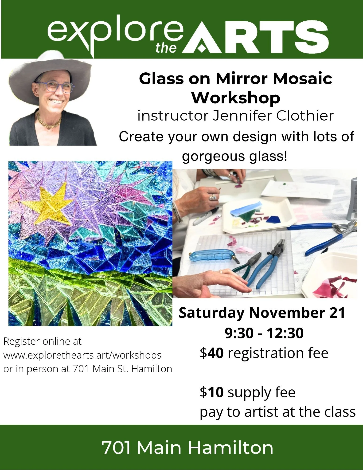 Glass Mosaic on a mirror workshop .