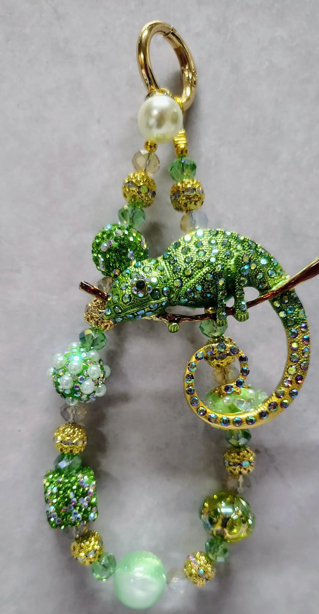 Green Gecko Crystal Phone & Purse Charm