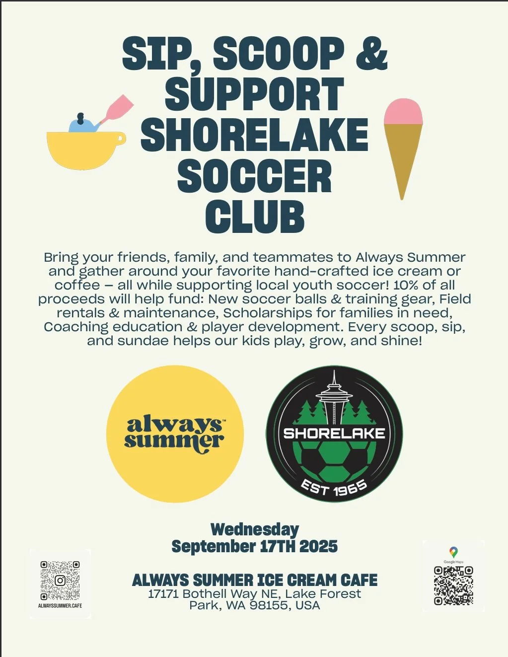 Sip, Scoop & Support Shorelake Soccer Club