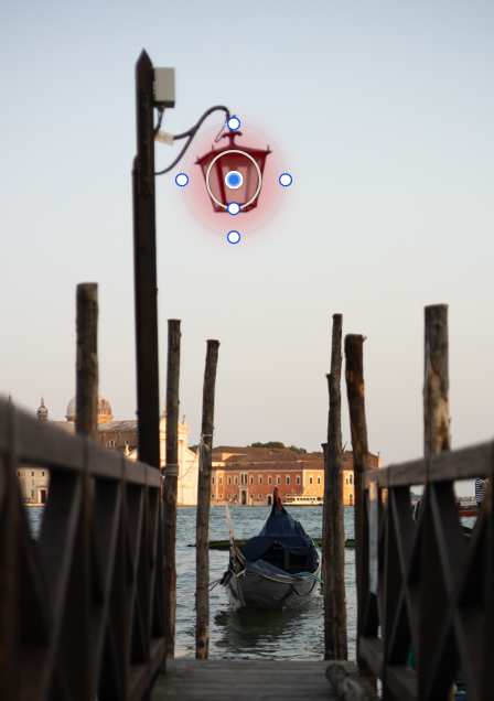 A radial gradient mask was used to create a light source to add to the evening scene.