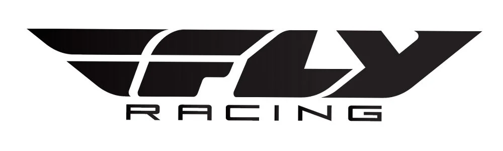 Fly Racing logo in black and white.