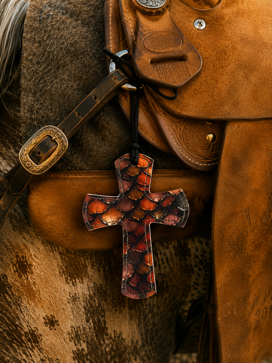Copper Scale Saddle Cross