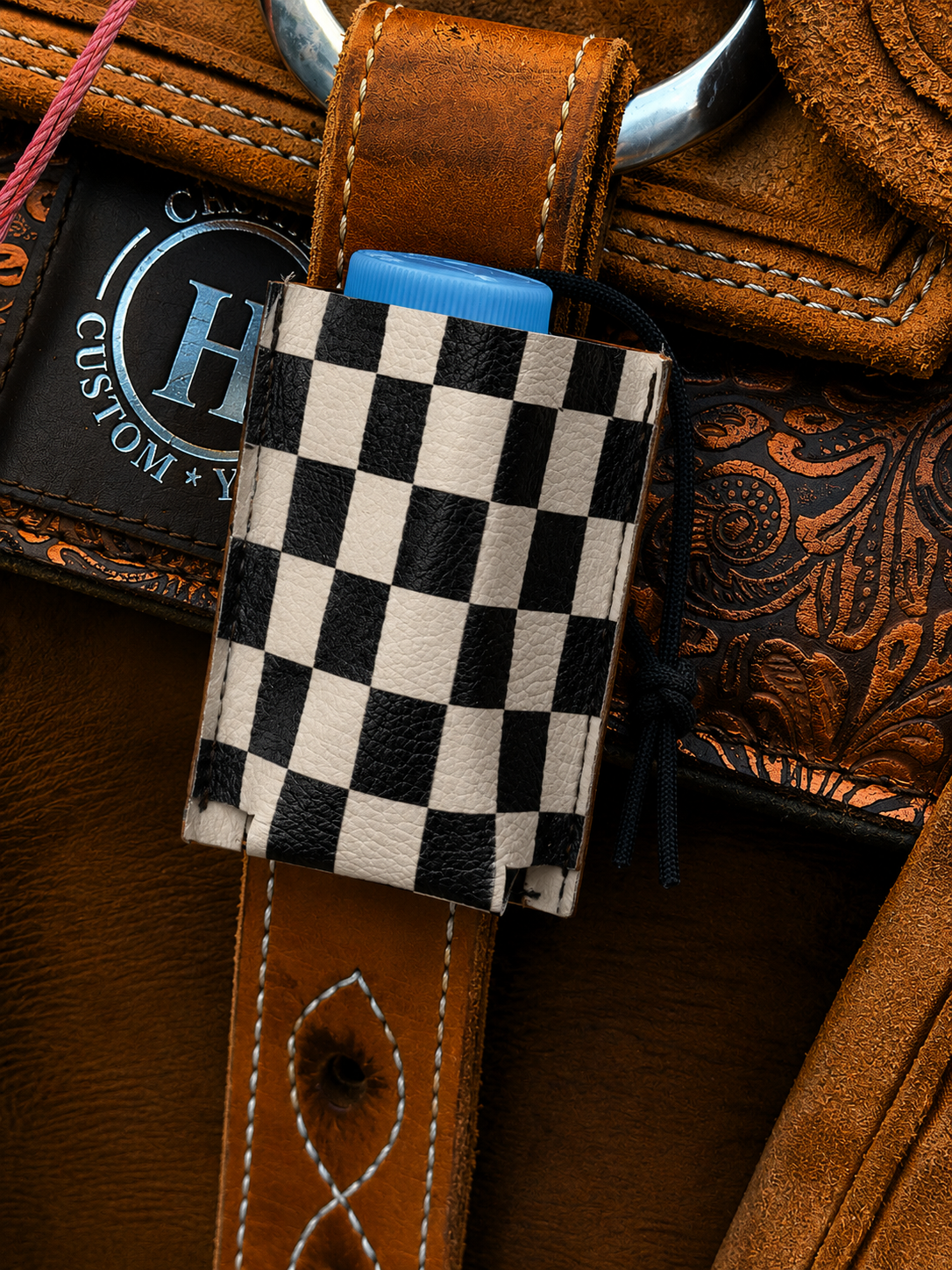 Circle H Checkered Flag Baby Powder Holder