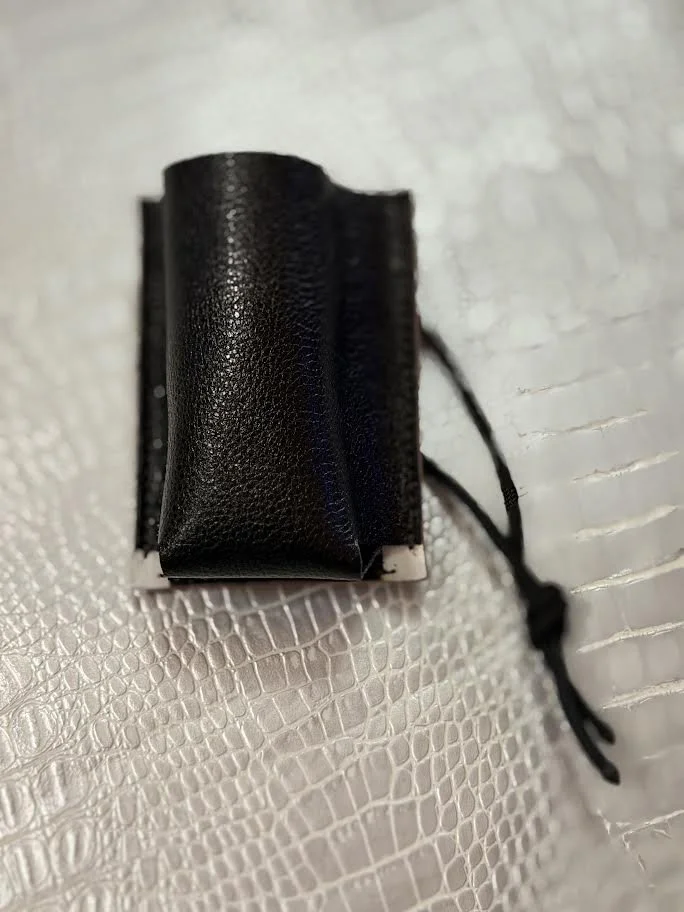 Circle H Black Leather Baby Powder Holder