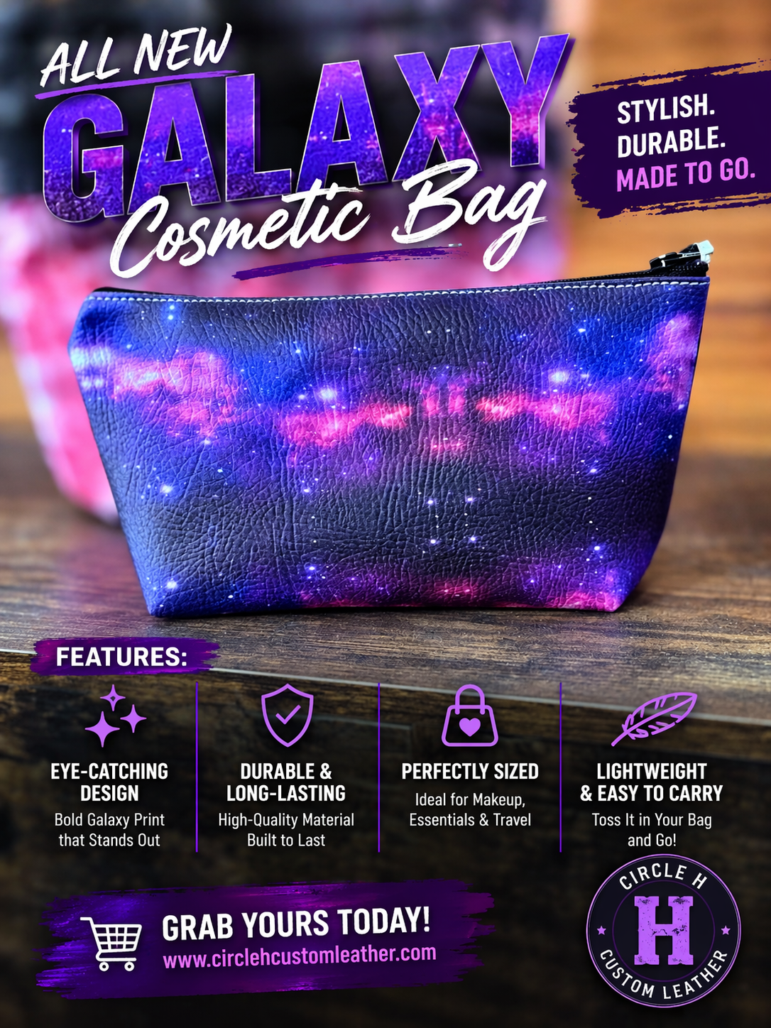 Circle H Galaxy Cosmetic Bag