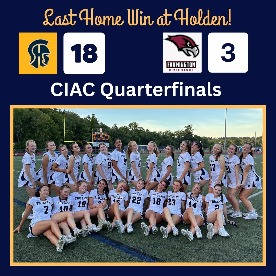 The Lady Trojans are headed to the CIAC semi-finals next week after a 18-3 win over Farmington! The last home game for our seniors at Holden! We 💙 Our Seniors! Let's Go Simsbury! 🥍🔥💛💙