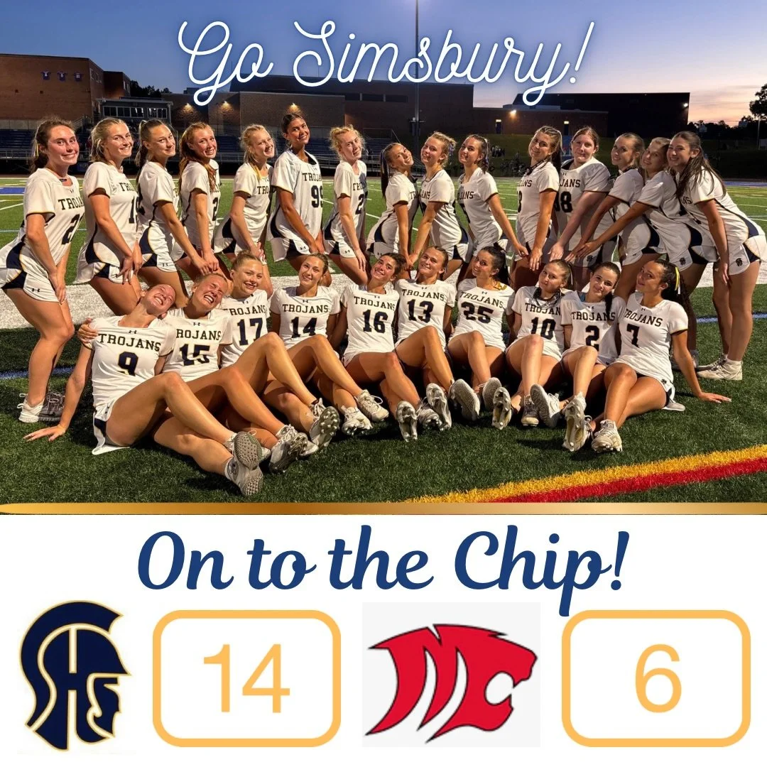 Your Simsbury Lady Trojans are State Championship Bound with their win over Masuk in the semis tonight, 14-6! Let's Go!!! 🥍🔥💙💛