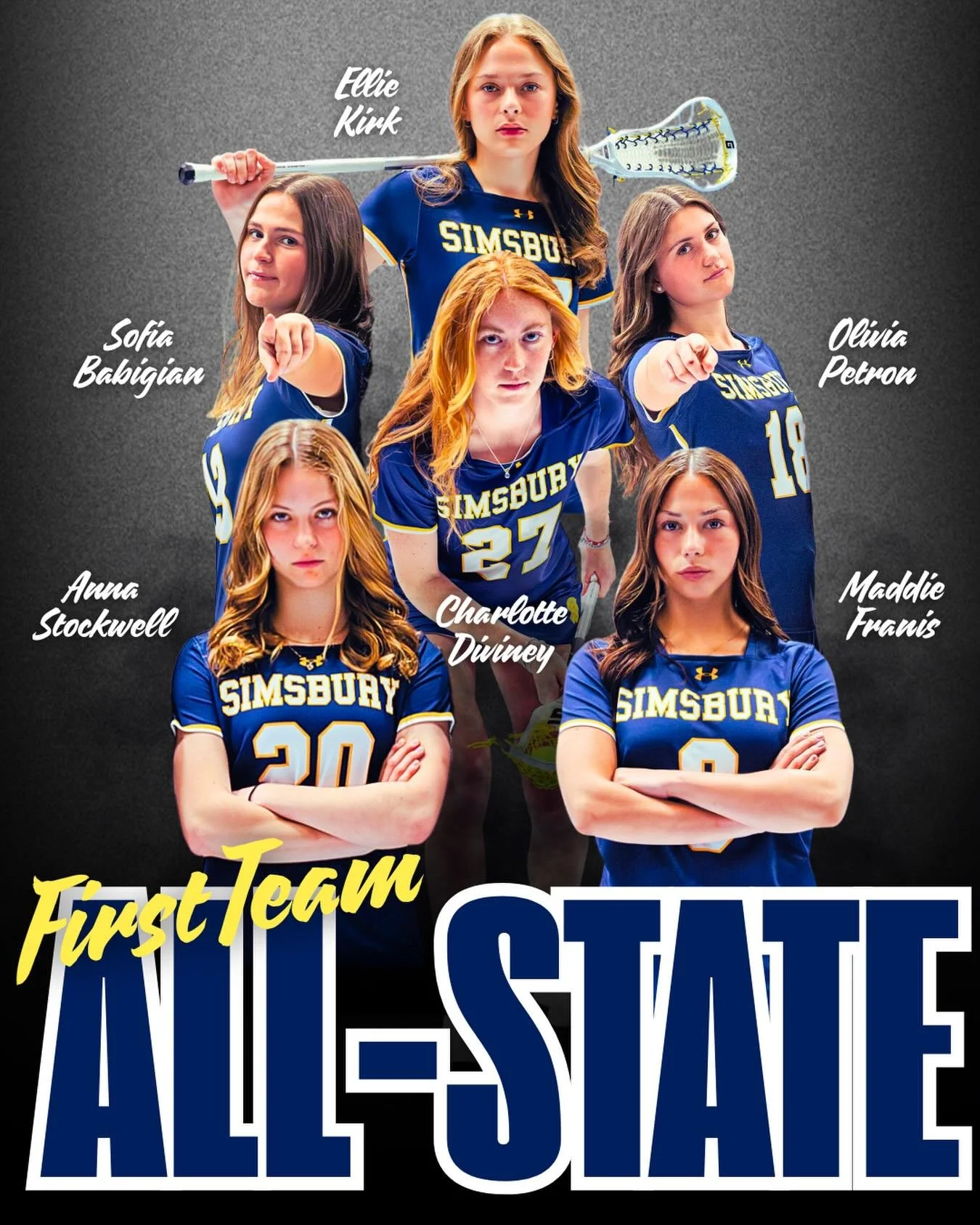 FIRST TEAM ALL-STATE X 6

Congratulation to Anna Stockwell, Maddie Francis, Ellie Kirk, Charlotte Diviney, Sofia Babigian, and Olivia Petron for earning this incredible honor! 💙💛