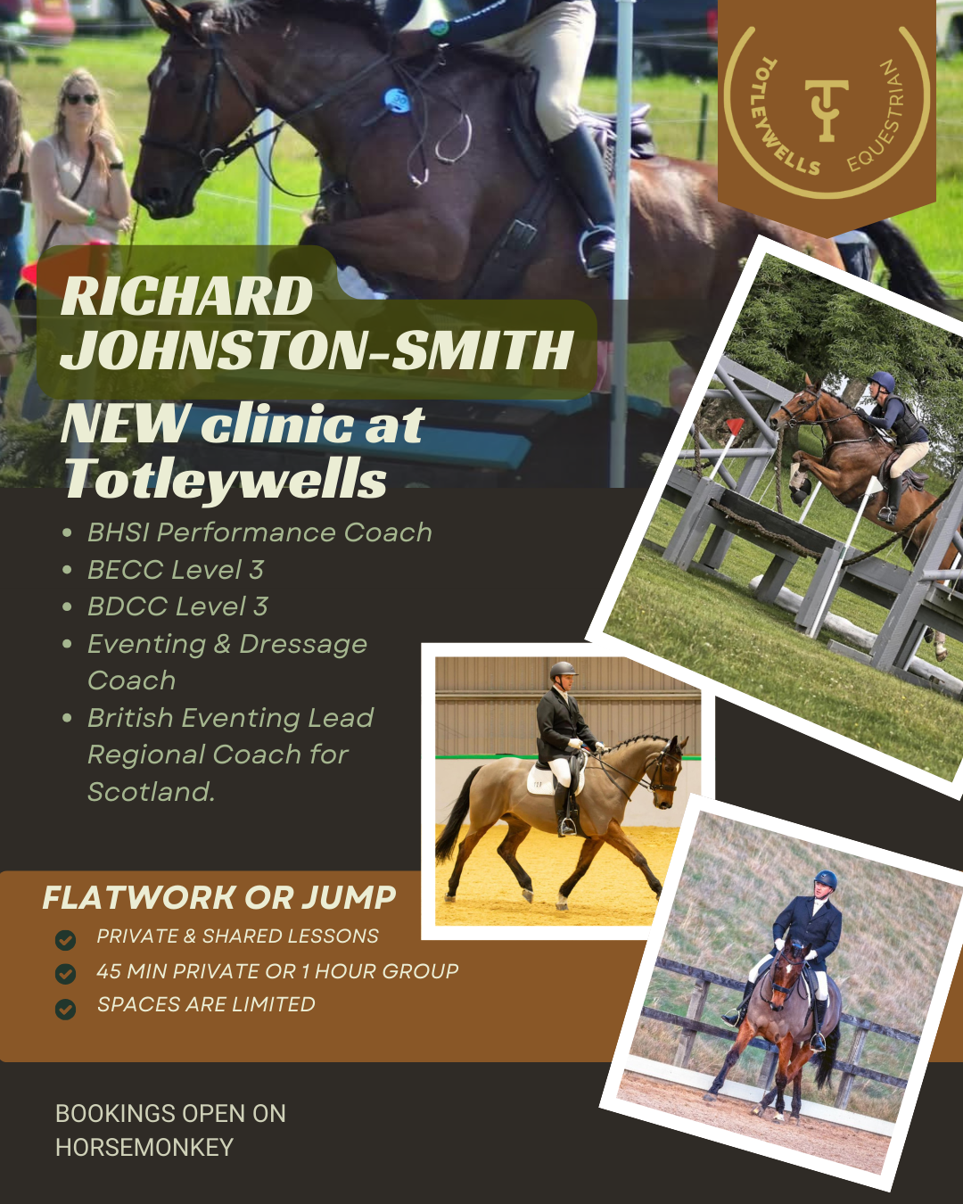 Richard Johnston-Smith Flatwork &amp; Jump Clinic at Totleywells 
