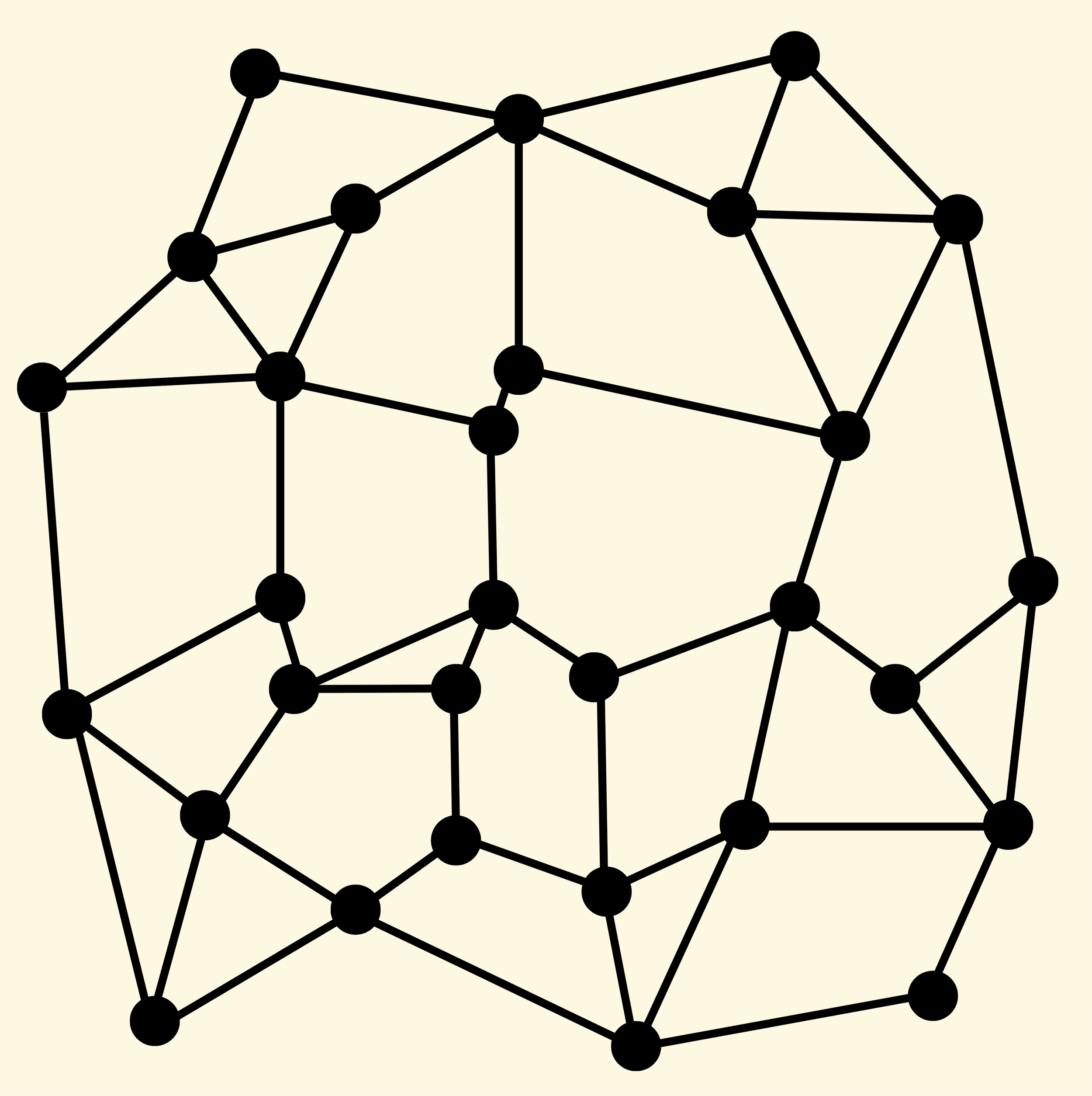 Geometric drawing of an outline square with sections divided by vertical, horizontal, and half circle lines.