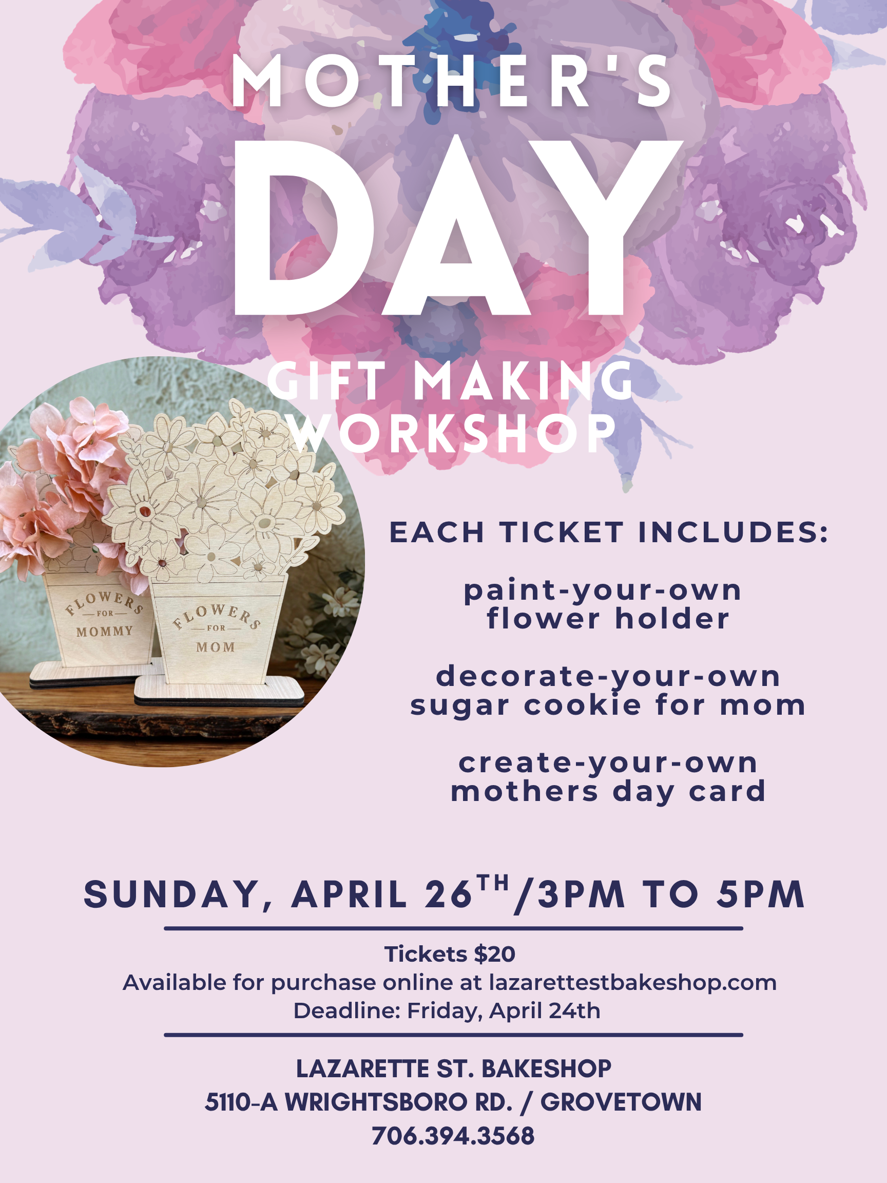 Royal Purple Pink Floral Watercolor Mother's Day Event Poster.png