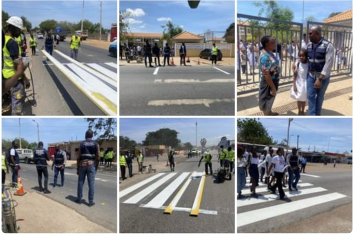 VIA Ambassadors in Angola painted new walkways on EN100 Road
