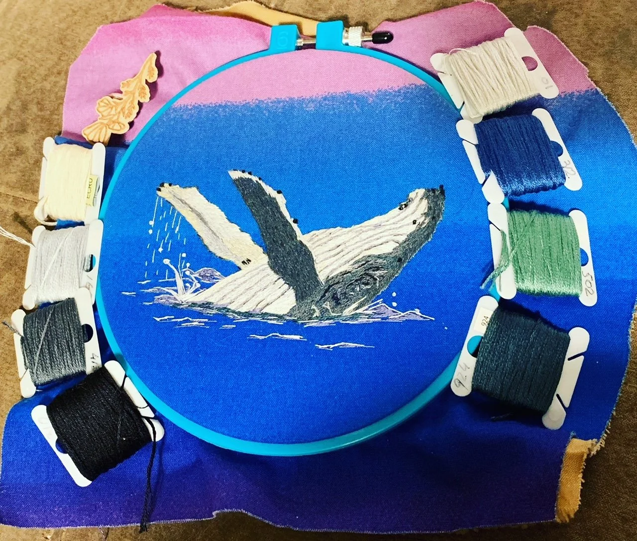 Hand Embroidered Humpback