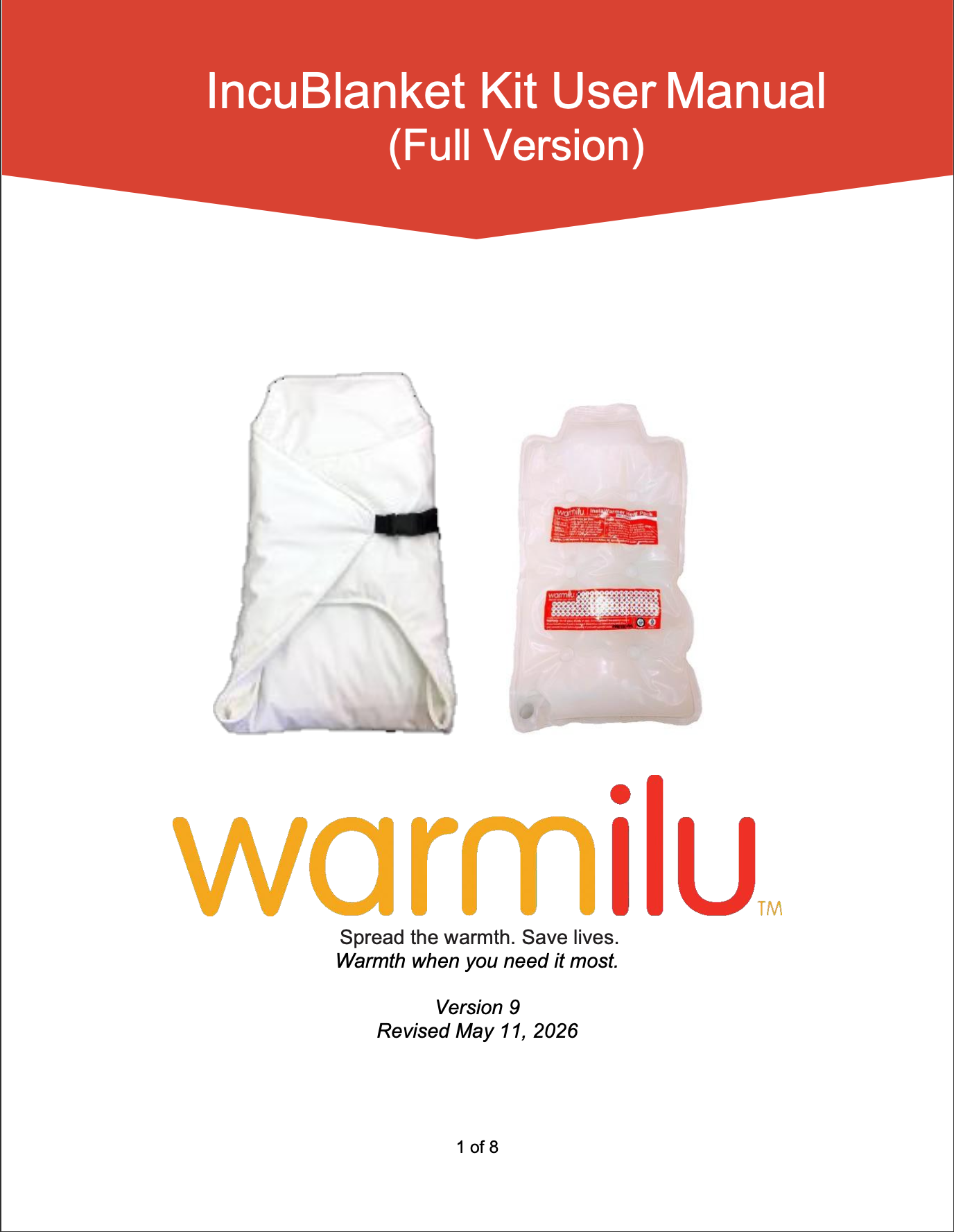 Wipeable Transport IncuBlanket English Manual
