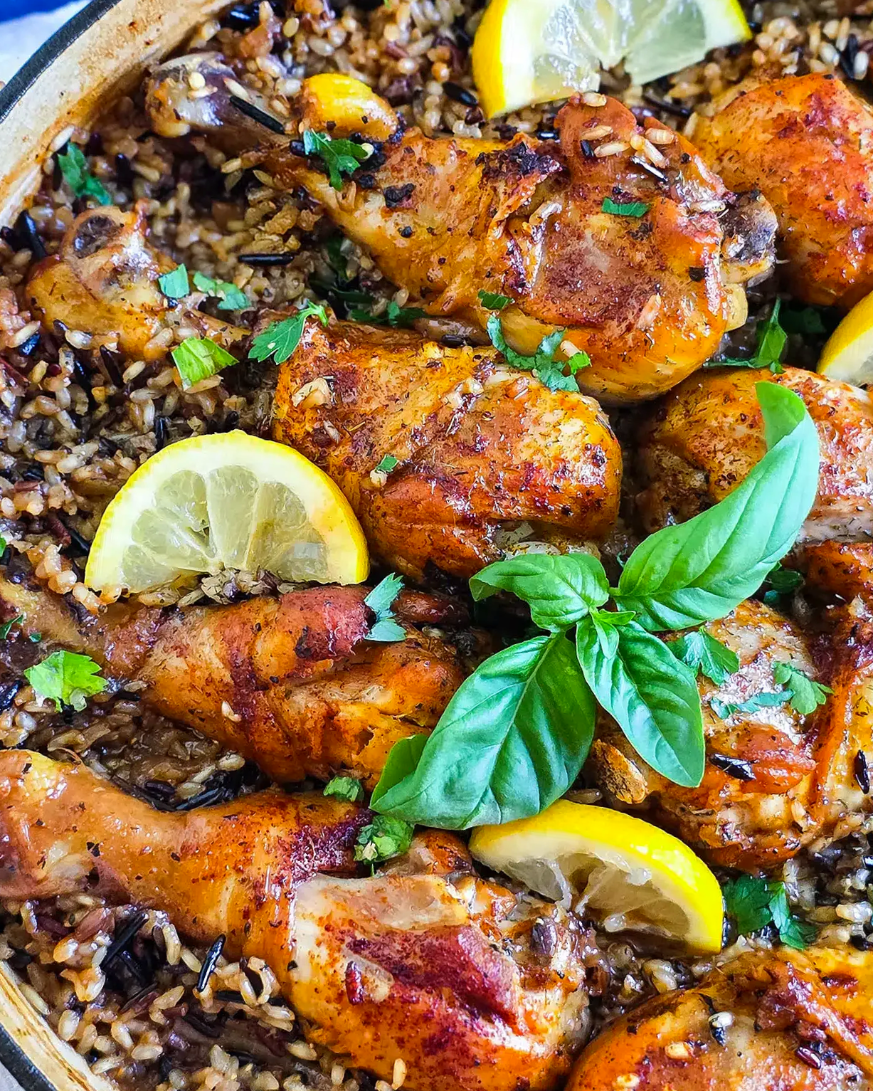 One Pot Lemon Basil Chicken &amp; Wild Rice