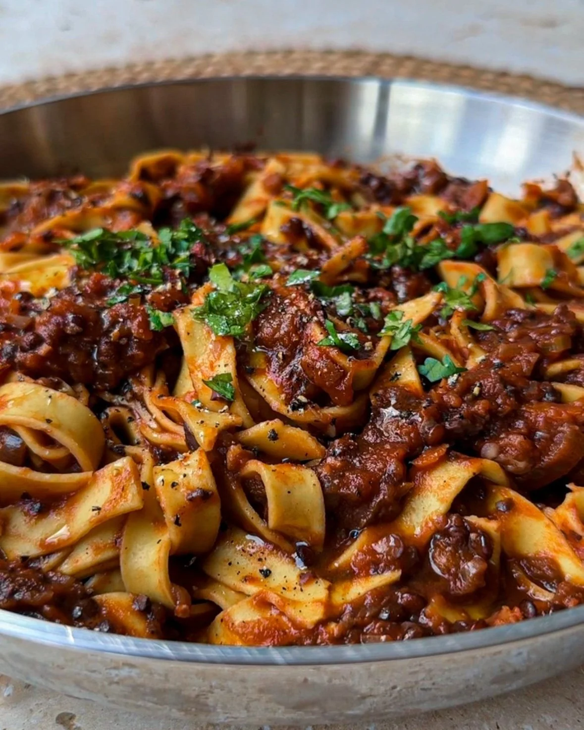 Smoked Aubergine & Walnut Ragu (Rachel Ama)