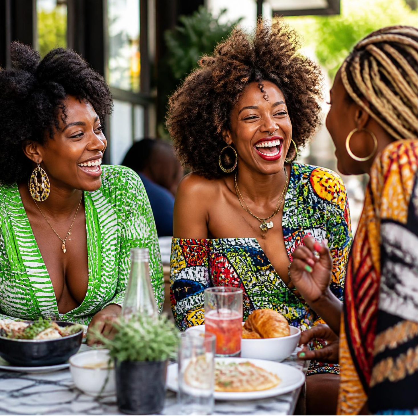 Black women enjoying a meal