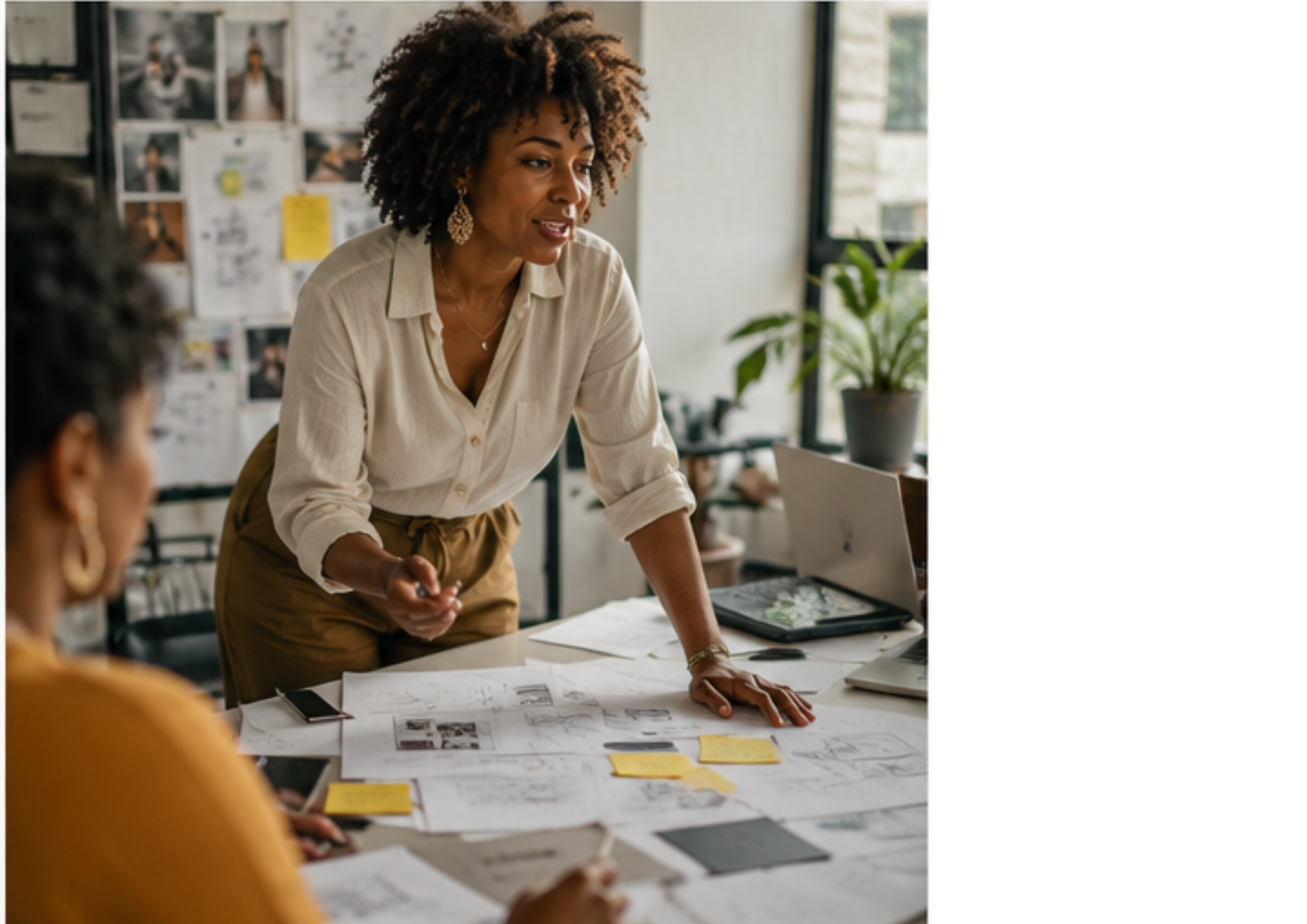 Black woman speaking confidently in a meeting
