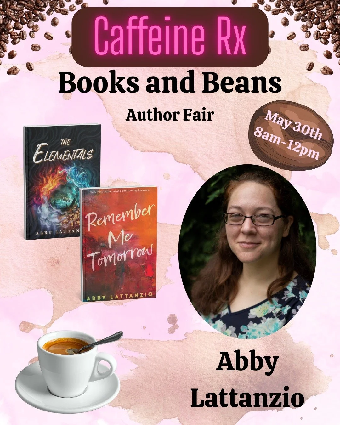 Mark your calendars to come on out to Caffeine Rx in Champaign, IL on May 30 for Books and Beans! Grab a cold brew and a new book! Be sure to get your copy of "The Elementals" before the sequel, "The Elementals: The Orbs of Eusgaria&qu